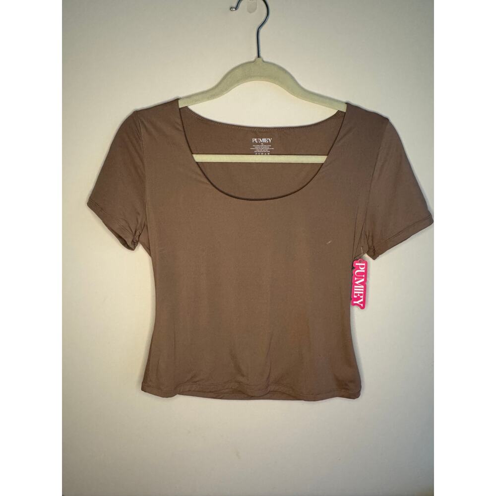 PUMIEY Women's Scoop Neck Short Sleeve T Shirt Slim Fit NWT